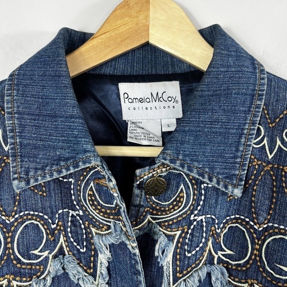 Pamela McCoy Vintage Denim Jean Jacket and Jeans Sz L Embroidered - Picture 5 of 16